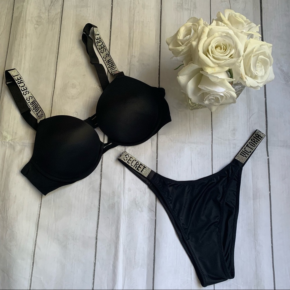 Lace Shine Strap Push-Up Bra Set